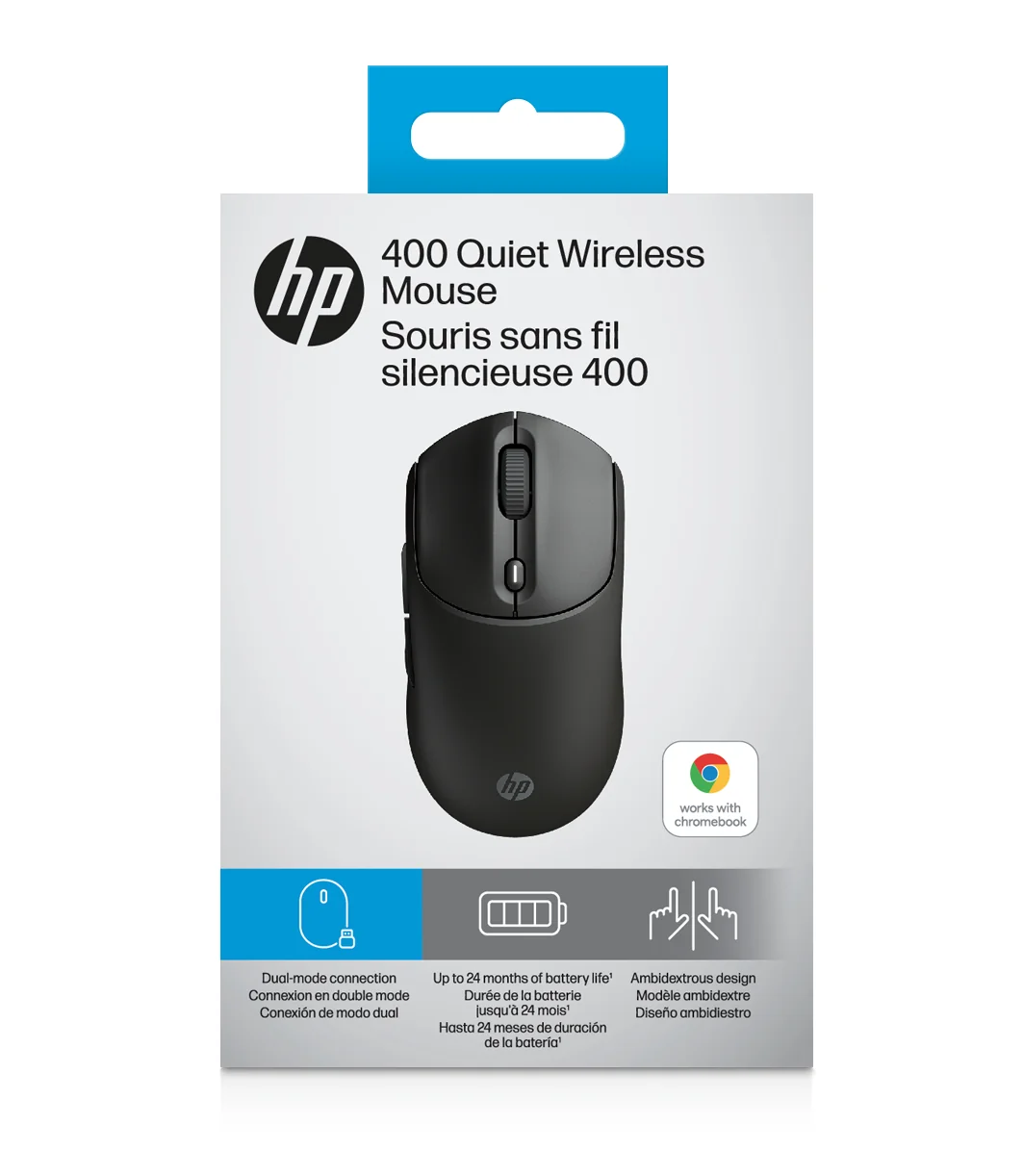 Rato sem fios silencioso HP 400 Bluetooth e 2.4 GHz preto ambidestro - Imagem 10