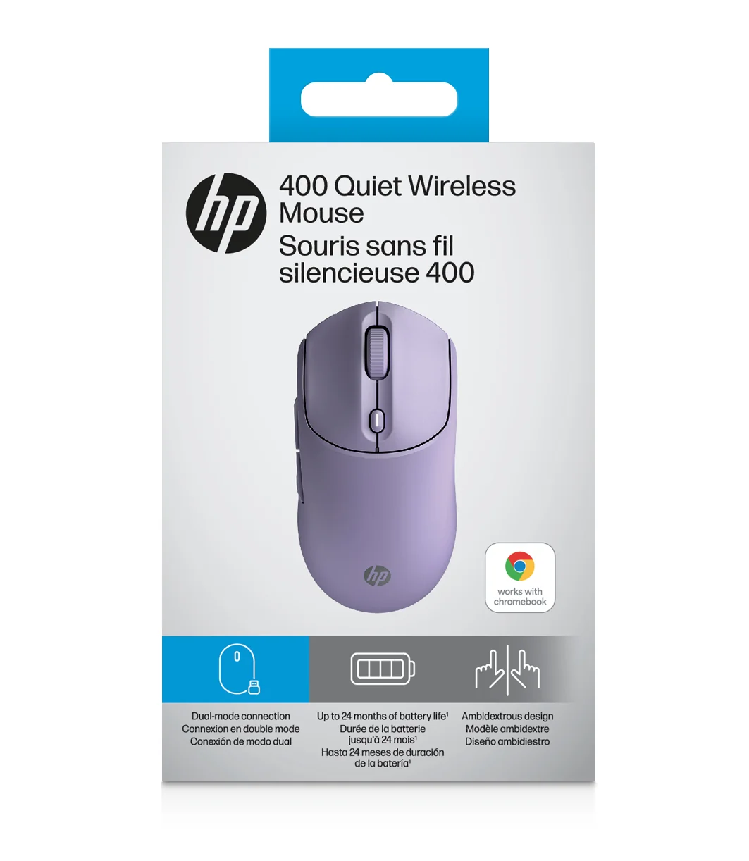 Rato Sem Fios HP 400 Silencioso Bluetooth 5.2 RF 6000 DPI Roxo Ambidestro - Imagem 12