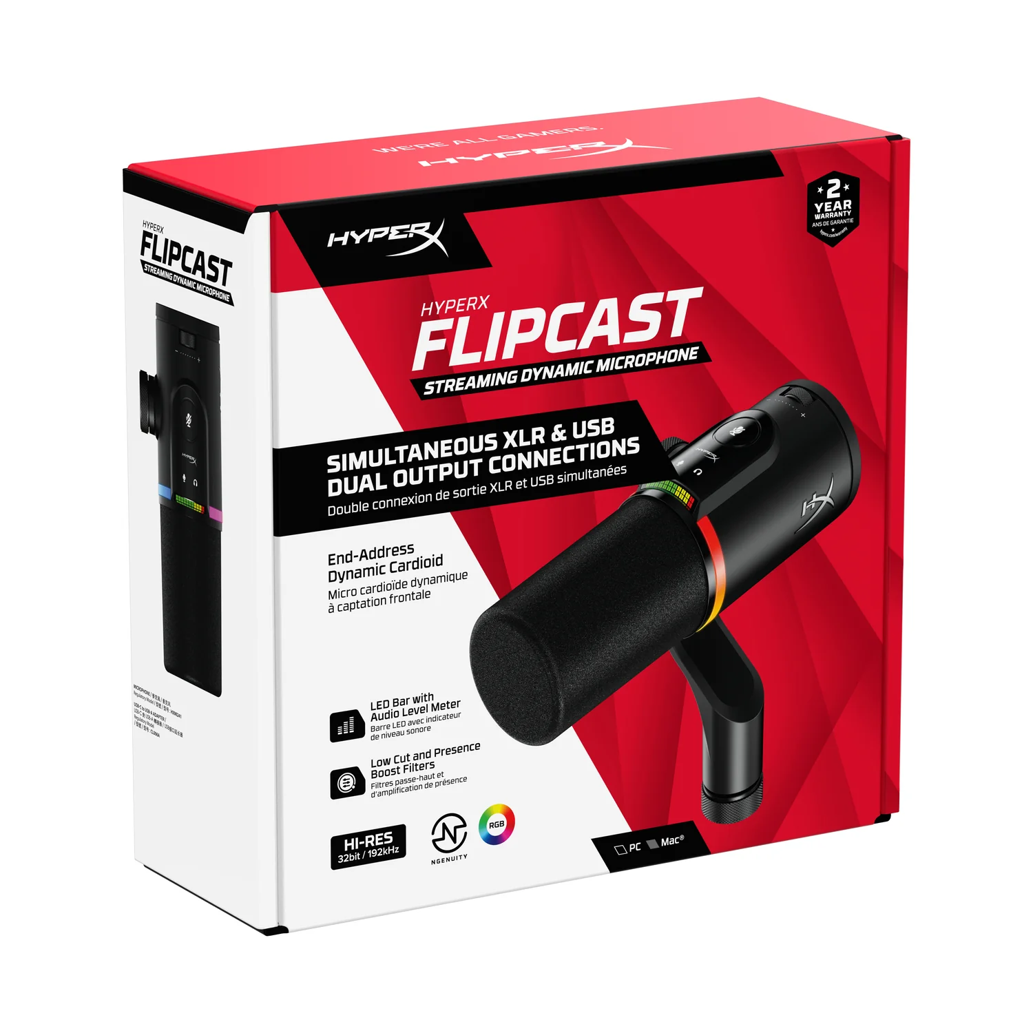 Microfone dinâmico HyperX FlipCast USB-C/XLR cardioide 192kHz preto - Imagem 10