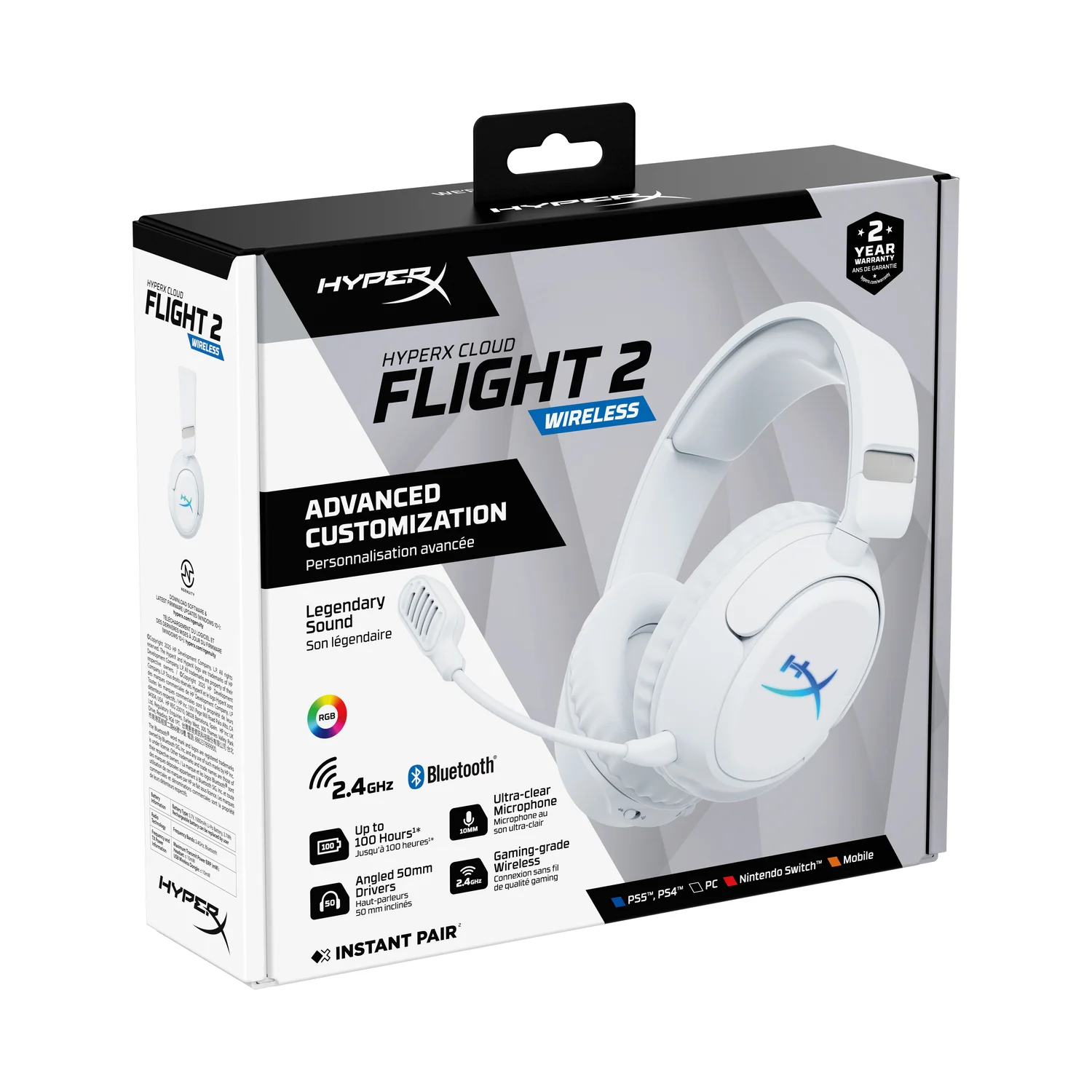Auriculares Gaming HyperX Cloud Flight 2 Sem Fios RGB Branco - Imagem 2