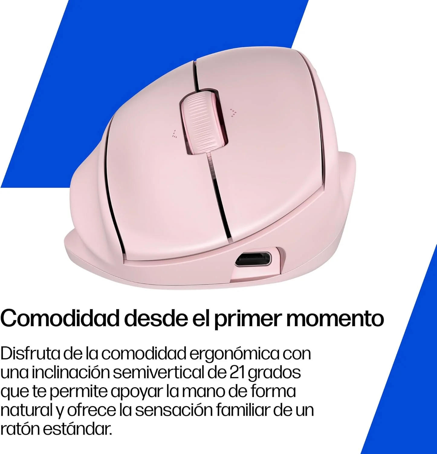 Rato Ergonómico Sem Fios HP 720M Rosa 6000 DPI Bluetooth Recarregável - Imagem 3