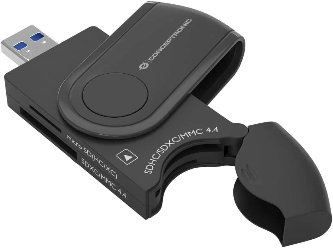 Leitor de Cartões USB 3.0 Conceptronic BIAN04B 4-em-1 SD SDHC SDXC MicroSD até 5000 Mbit/s Preto - Imagem 2