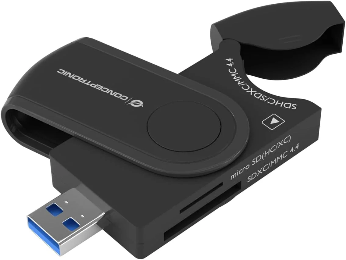 Leitor de Cartões USB 3.0 Conceptronic BIAN04B 4-em-1 SD SDHC SDXC MicroSD até 5000 Mbit/s Preto - Imagem 4