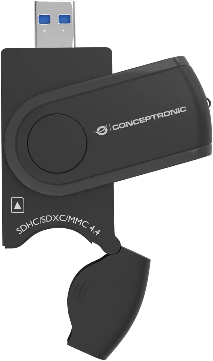 Leitor de Cartões USB 3.0 Conceptronic BIAN04B 4-em-1 SD SDHC SDXC MicroSD até 5000 Mbit/s Preto - Imagem 5