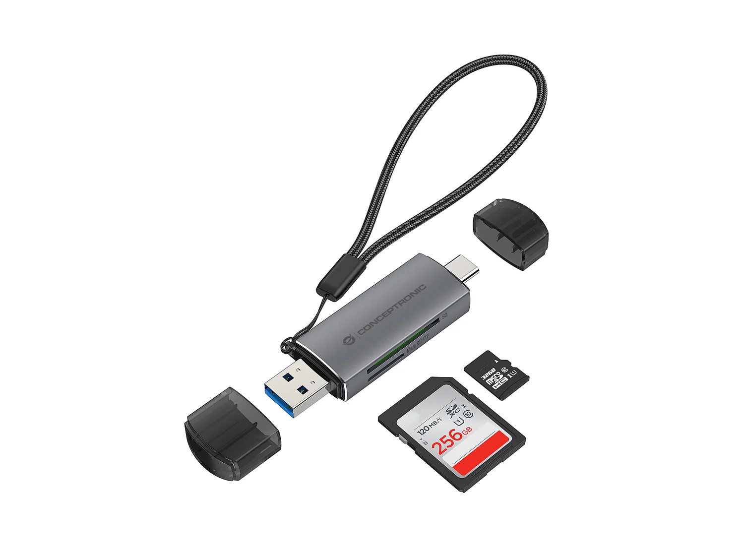 Leitor de Cartões USB 3.0 Conceptronic BIAN05G Dual Plug SD/MicroSD - Imagem 4