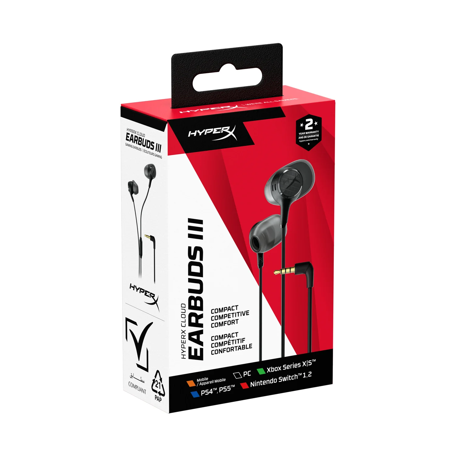 Auriculares HyperX Cloud Earbuds III Preto para PC, Nintendo Switch e Comandos de Consola - Imagem 2
