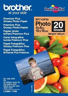 Papel Fotográfico Brother BP-71GP20 Brilhante 10x15 260g 20 Folhas
