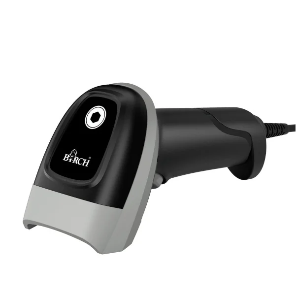 Leitor de códigos de barras Birch BS-101 1D/2D QR USB preto com suporte