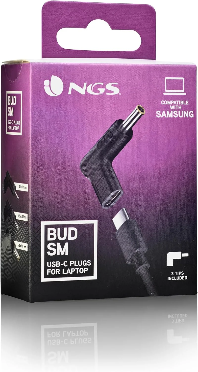 Kit Adaptador NGS BUD-SM USB-C para 3 Pontas Samsung Carregamento Portátil Preto - Imagem 5