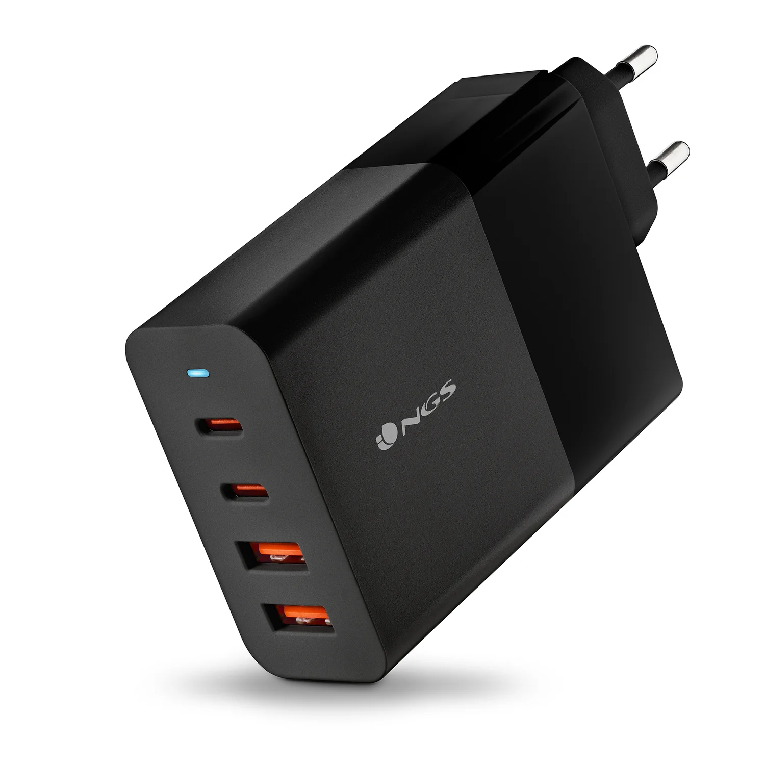 Carregador USB-C NGS BUD 100W GaN 4 Portas Quick Charge 3.0 PD Preto - Imagem 1