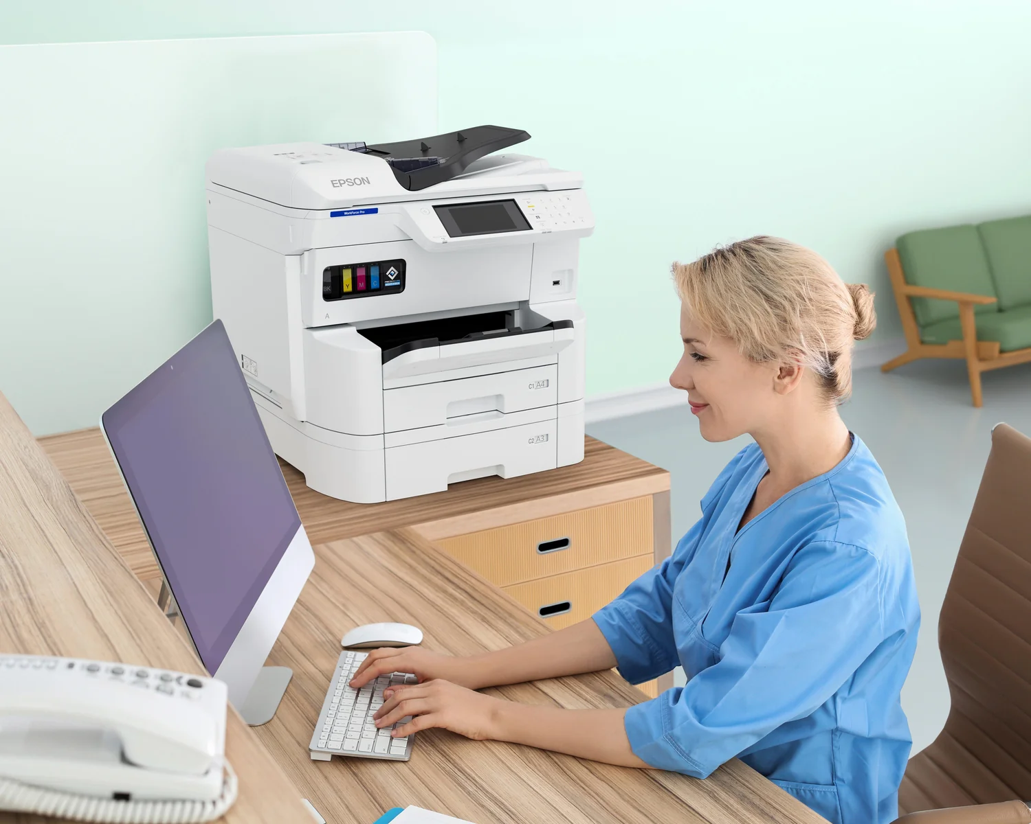 Impressora multifunções Epson WorkForce Pro EM-C7100DWF jato de tinta A3+ Wi-Fi com fax e duplex - Imagem 10