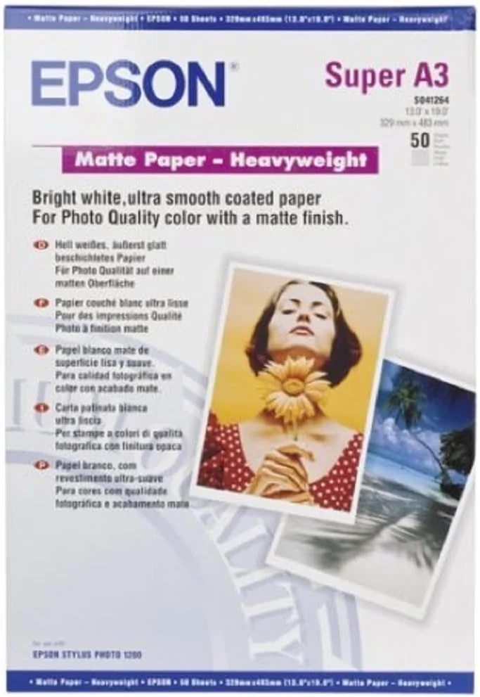Papel Epson Mate A3+ 167g/m² 50 Folhas Branco - Imagem 3