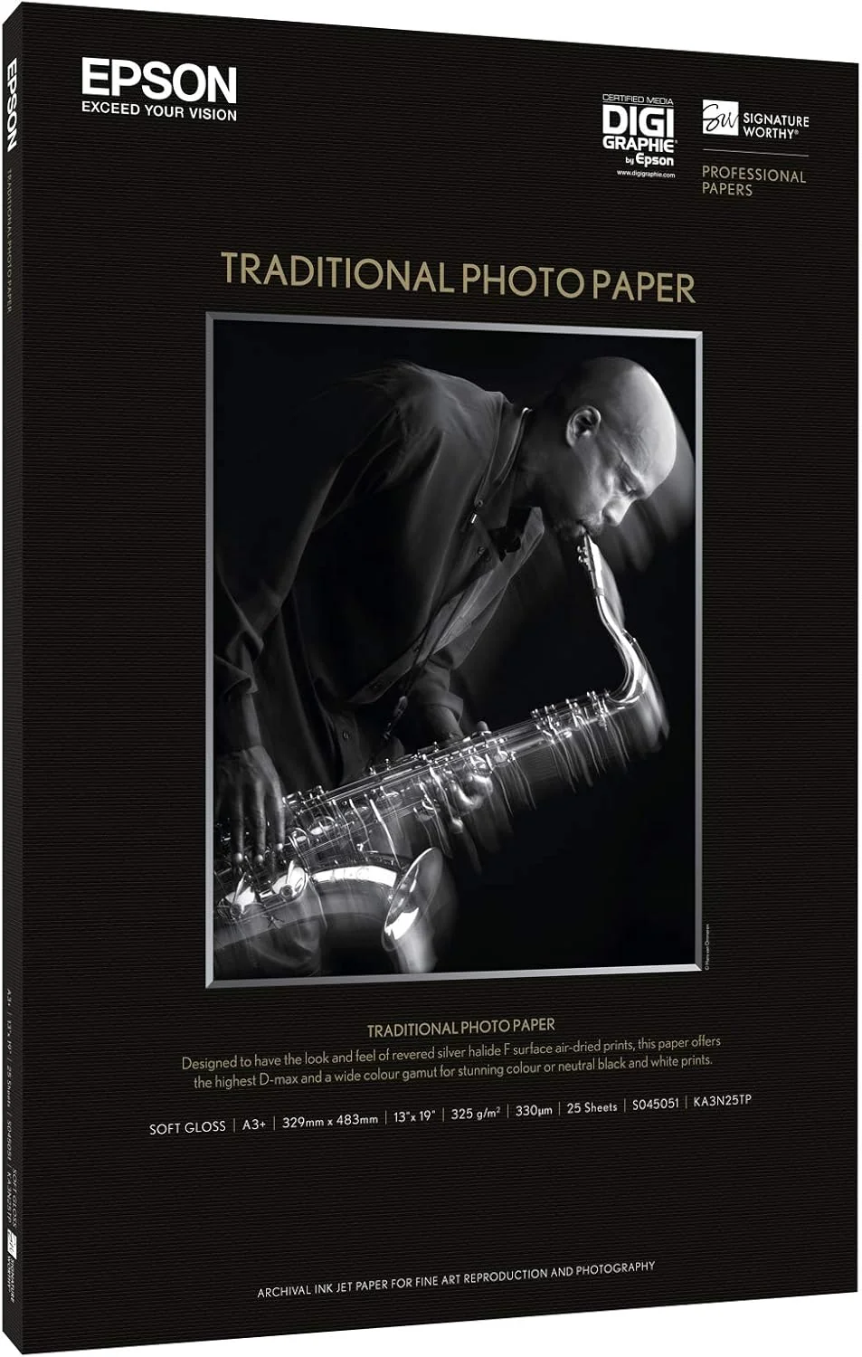 Papel Fotográfico Epson Traditional Photo Paper A3+ 325g/m² 25 Folhas