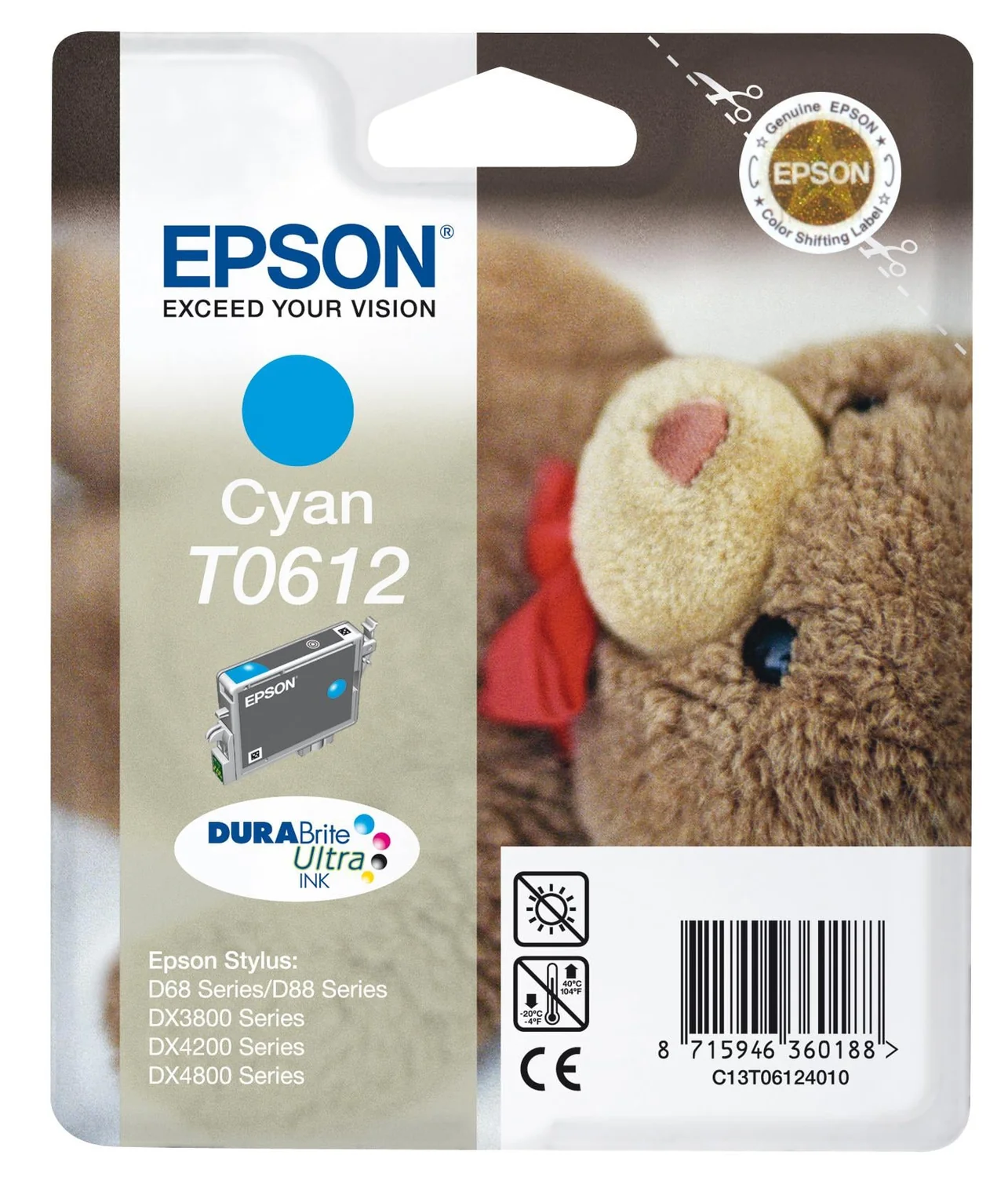Tinteiro Epson T0612 Ciano DURABrite Ultra Original Ursinho para Stylus - Imagem 2