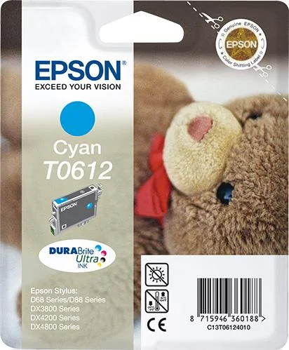 Tinteiro Epson T0612 Ciano DURABrite Ultra Original Ursinho para Stylus - Imagem 1