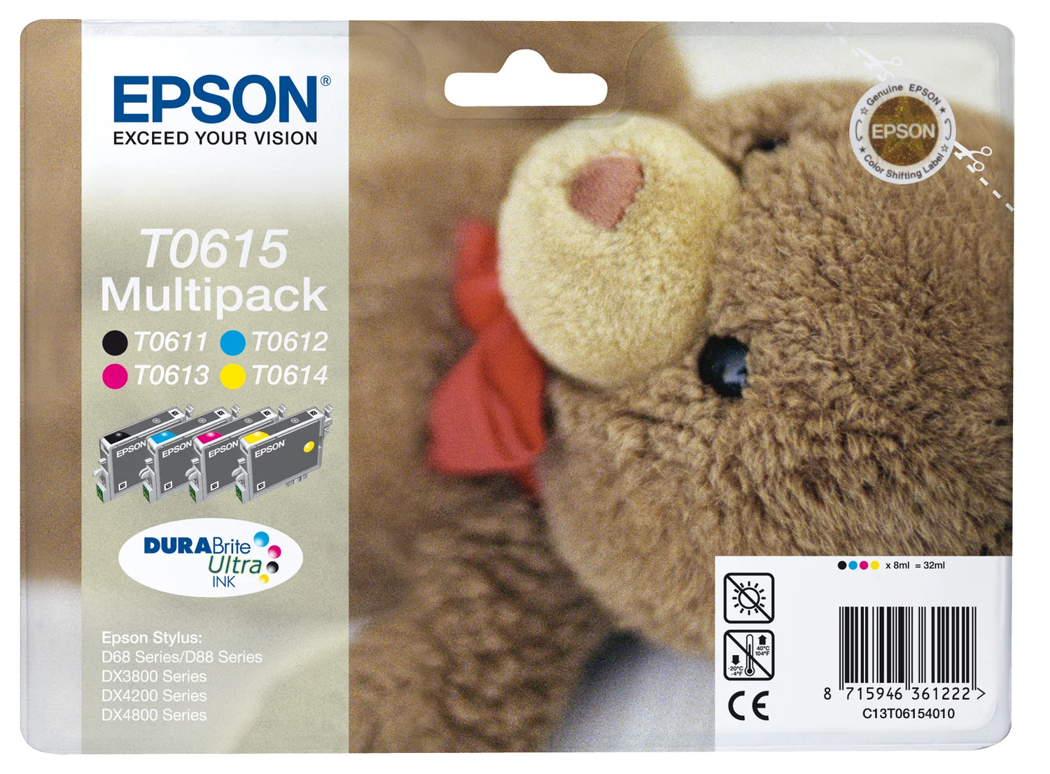 Tinteiro Epson T0615 Multipack 4 Cores DURABrite Ultra - Stylus D68/D88/DX3800/DX4800 - Imagem 1