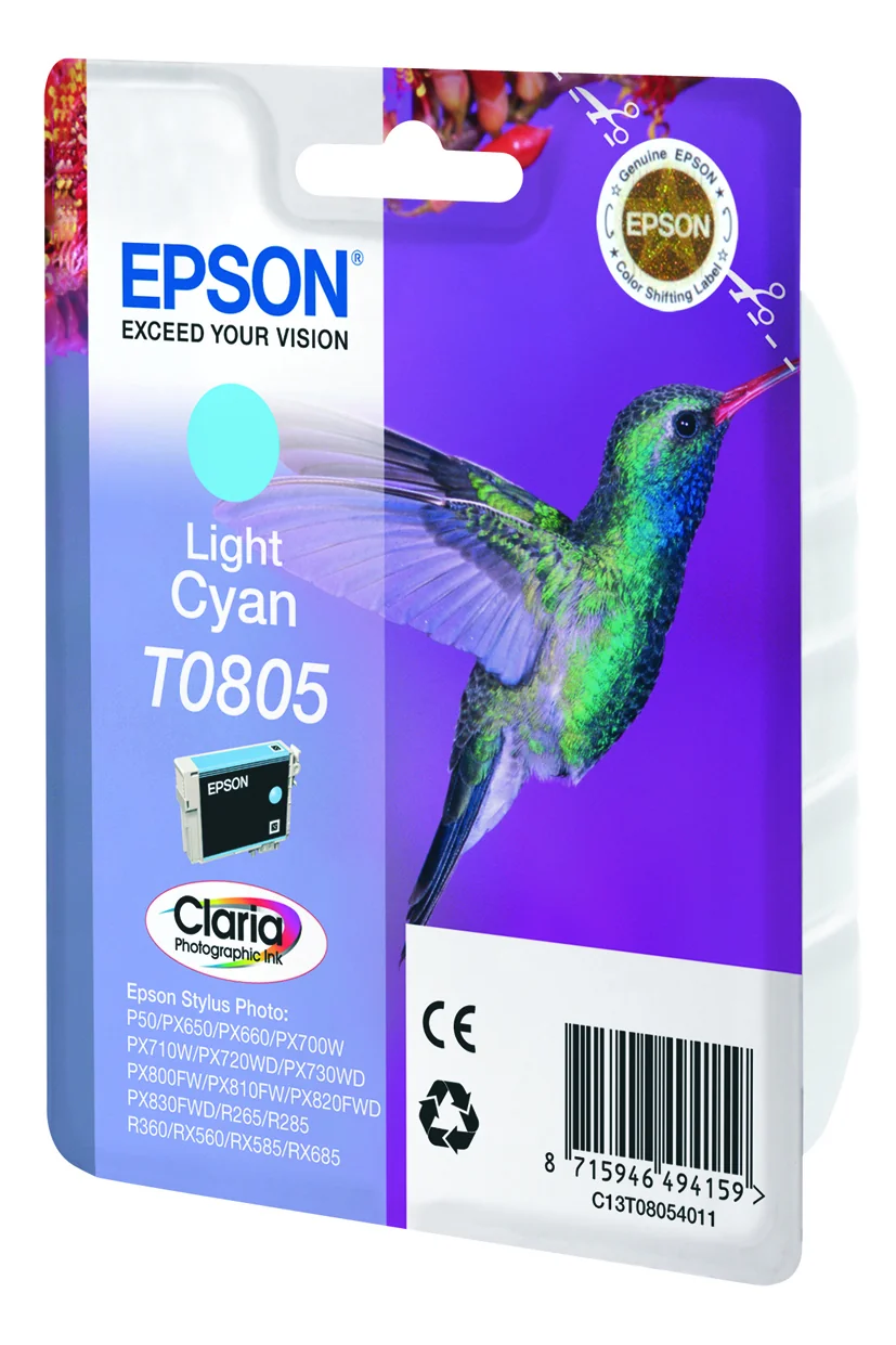 Tinteiro Epson T0805 Ciano Claro Claria Photographic Original - Imagem 3