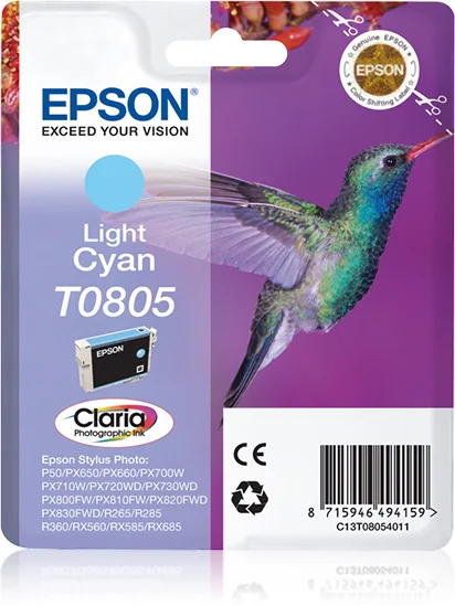 Tinteiro Epson T0805 Ciano Claro Claria Photographic Original - Imagem 1