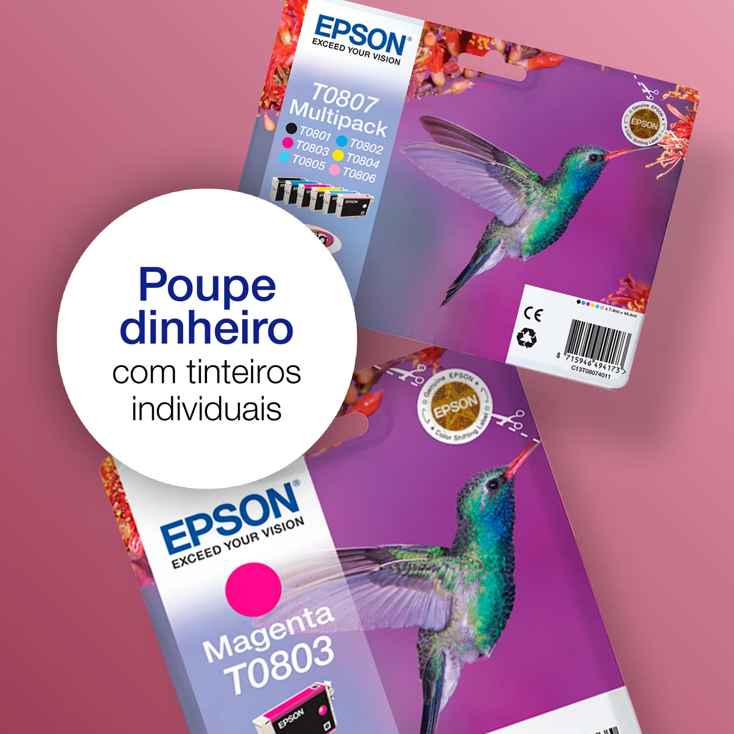 Tinteiro Epson T0806 Magenta Claro Claria Photographic Original Beija-Flor - Imagem 6