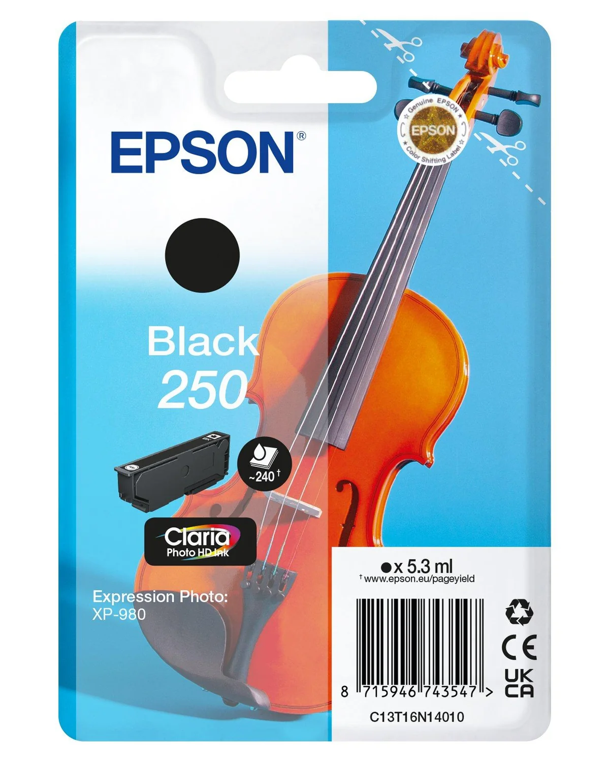 Tinteiro Epson 250 Preto Original Claria Photo HD para Expression Photo XP-980 - Imagem 1