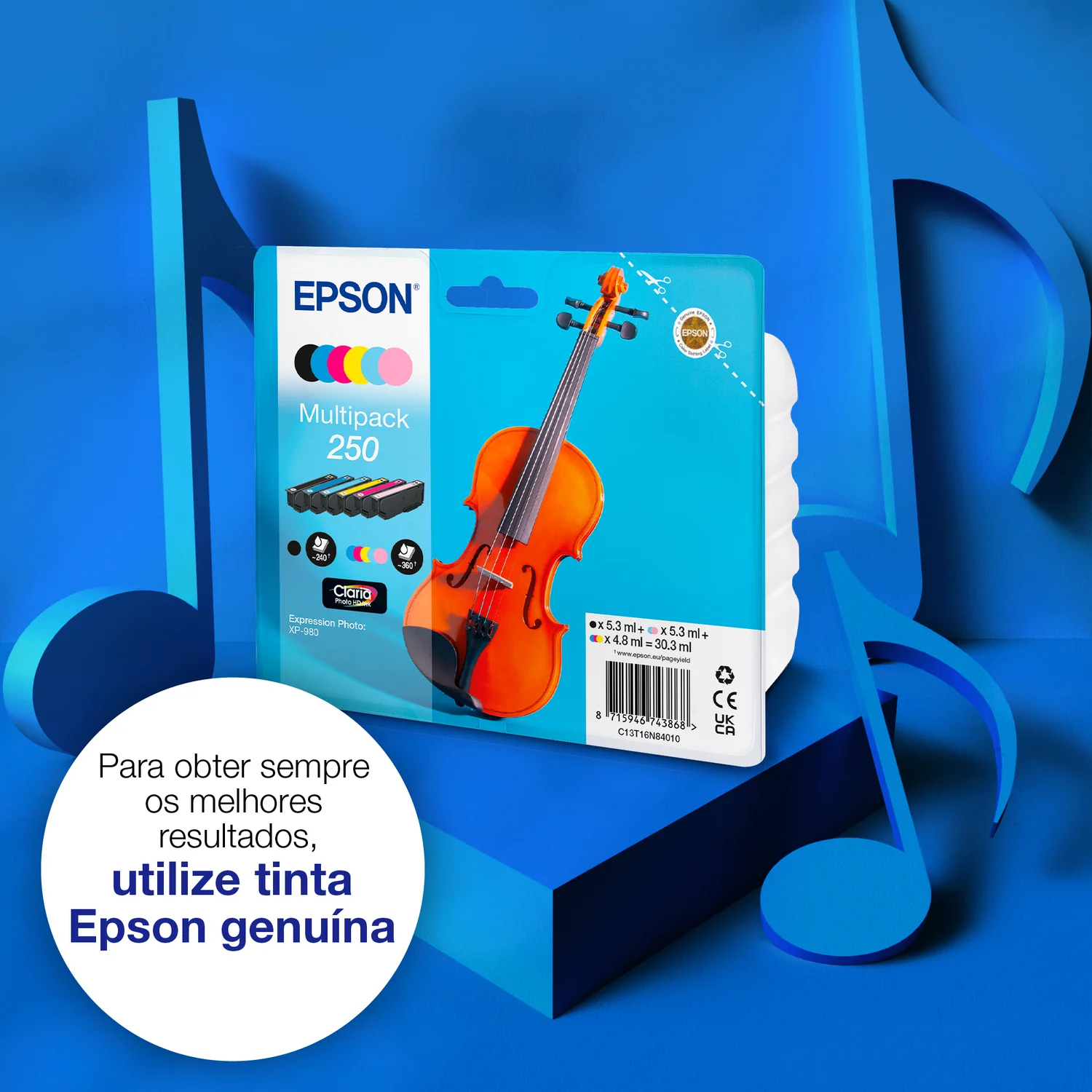 Tinteiros Epson 250 Violino Multipack 6 Cores Claria Photo HD Originais - Imagem 3