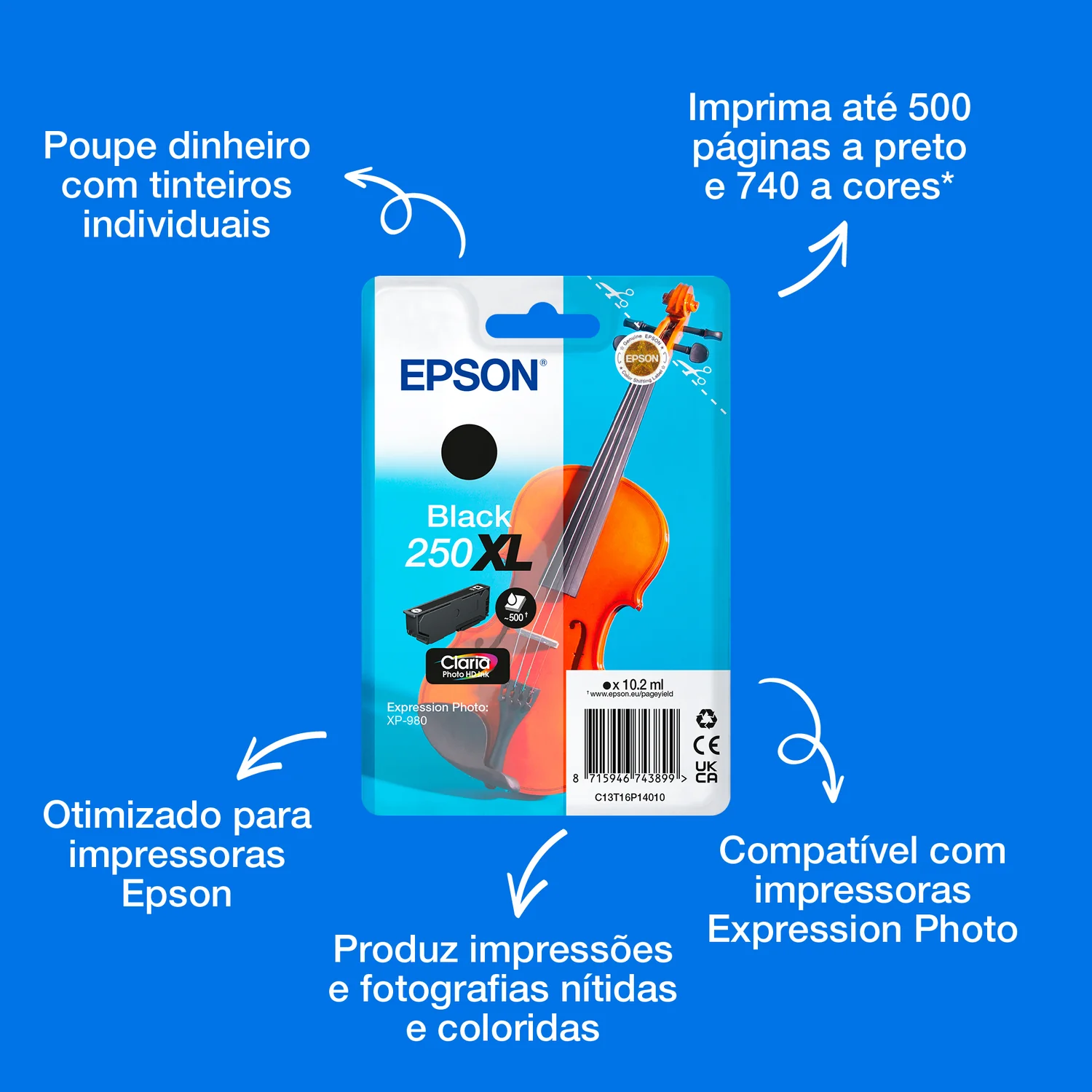 Tinteiro Epson 250XL Preto Original Claria Photo HD para Expression Photo XP-980 - Imagem 2