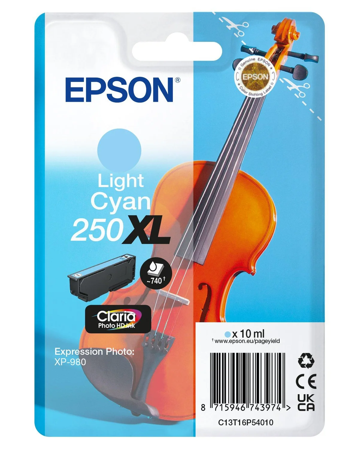 Tinteiro Epson 250XL Ciano Claro Claria Photo HD Violino Original - Imagem 1