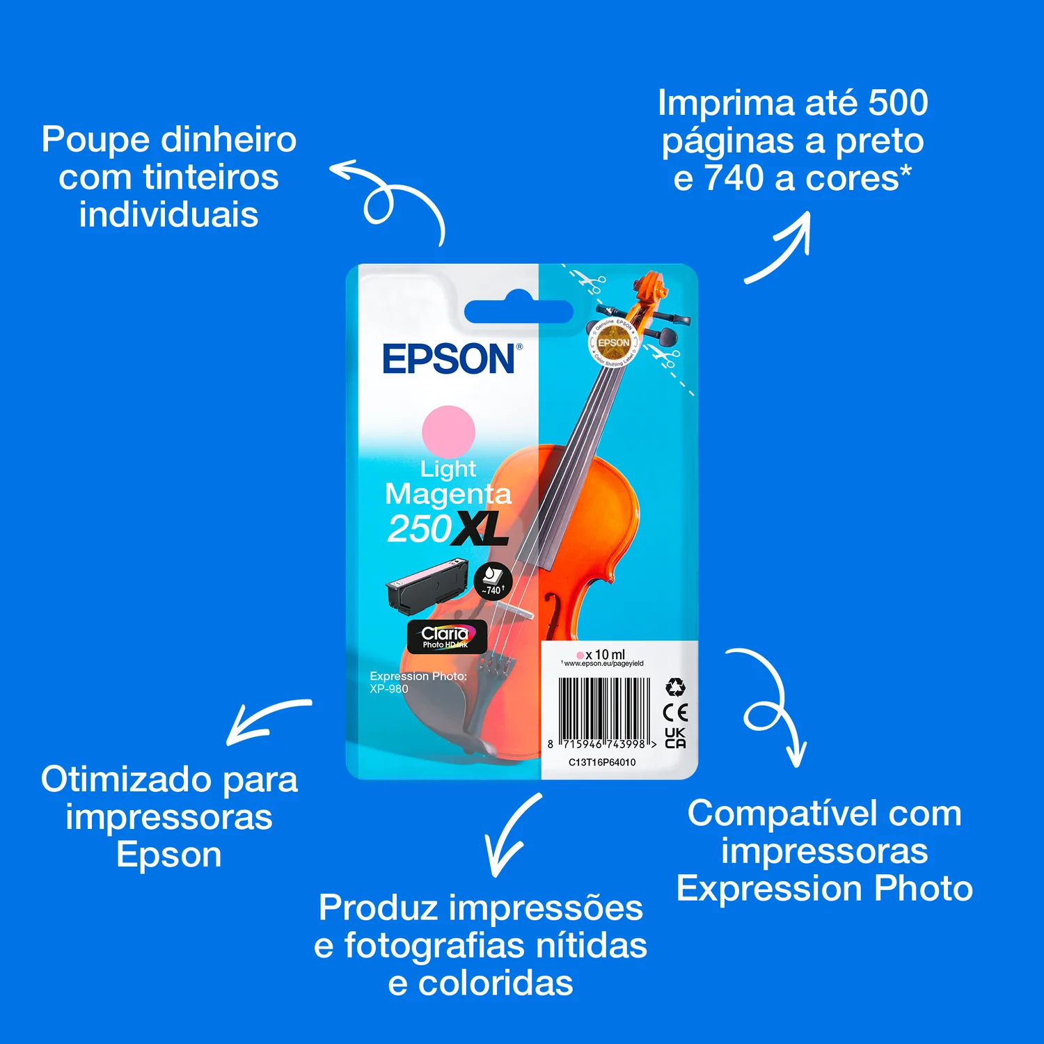 Tinteiro Epson 250XL Magenta Claro Original Claria Photo HD - Imagem 4