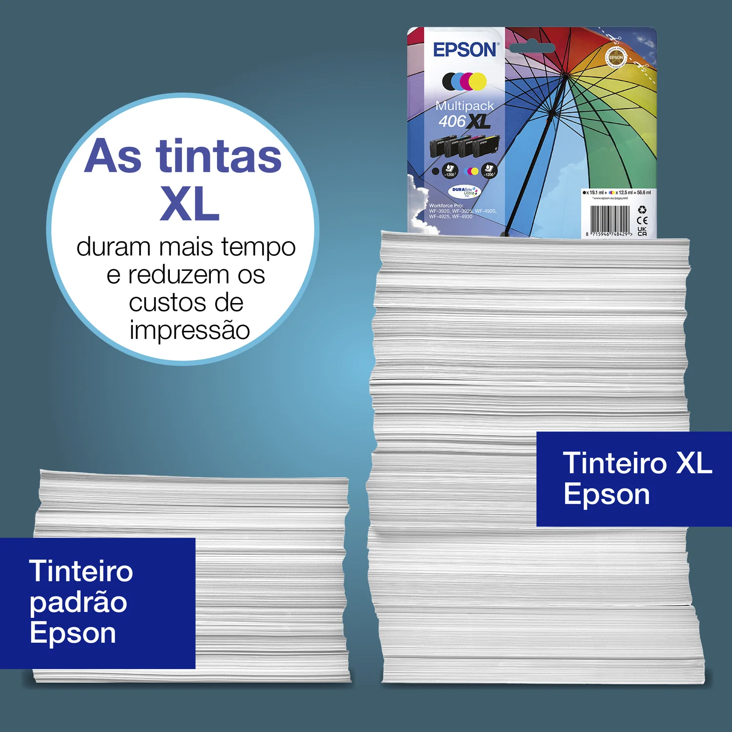Tinteiro Epson 406 DURABrite Ultra Multipack 4 Cores (Preto, Ciano, Magenta, Amarelo) 450 Páginas Original - Imagem 2