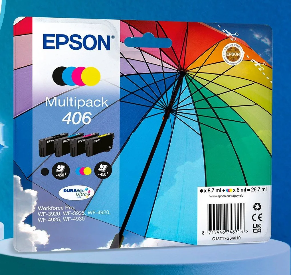 Tinteiros Epson Multipack 4 Cores 406 DURABrite Ultra (Preto, Ciano, Magenta, Amarelo) 450 Páginas - Imagem 1