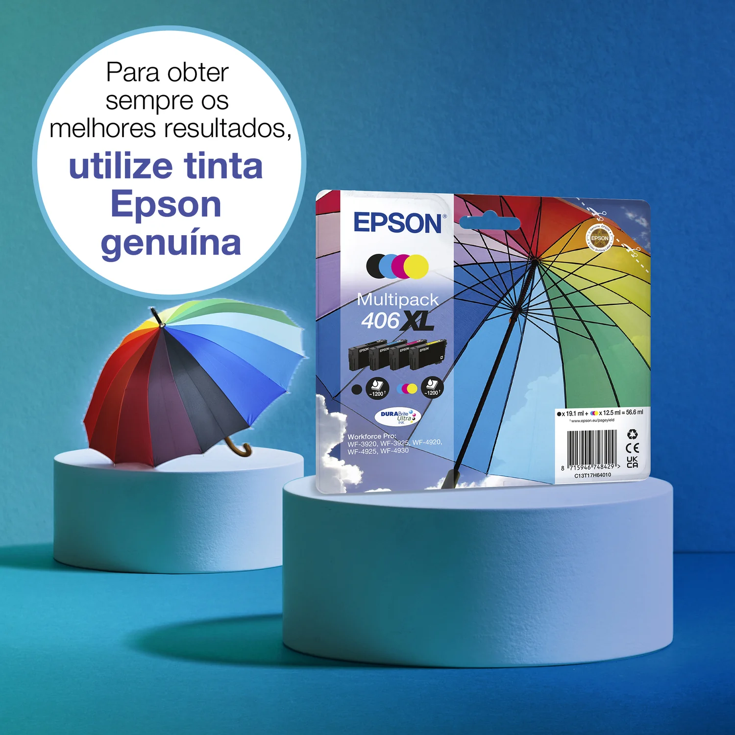 Pack de 4 Tinteiros Epson 406XL DURABrite Ultra High Yield Preto 19.1ml e Cores 12.5ml - Imagem 2