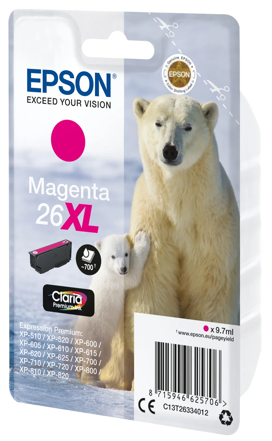 Tinteiro Epson 26XL Magenta Claria Premium Ink Original Alto Rendimento - Imagem 1