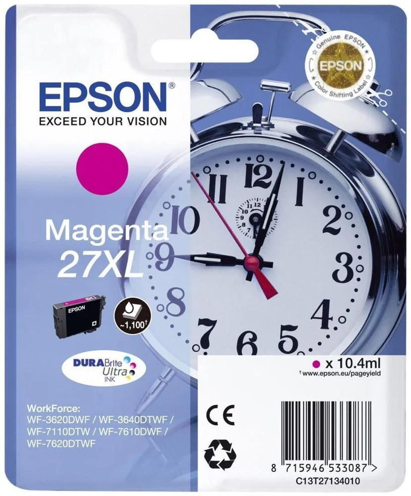 Tinteiro Epson 27XL Magenta Original DURABrite Ultra 740 Páginas WorkForce - Imagem 1