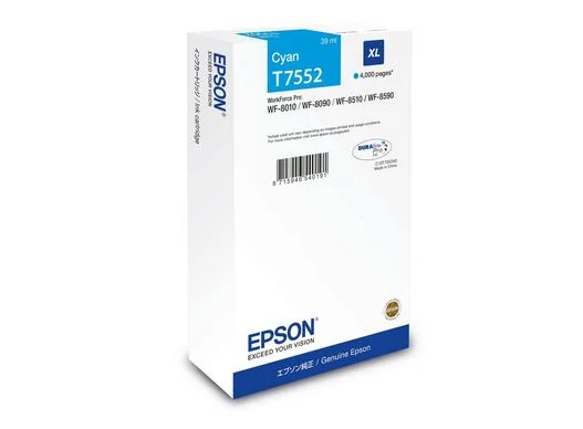 Tinteiro Epson T7552 XL Ciano WorkForce WF-8090/WF-8590 39ml - Imagem 1