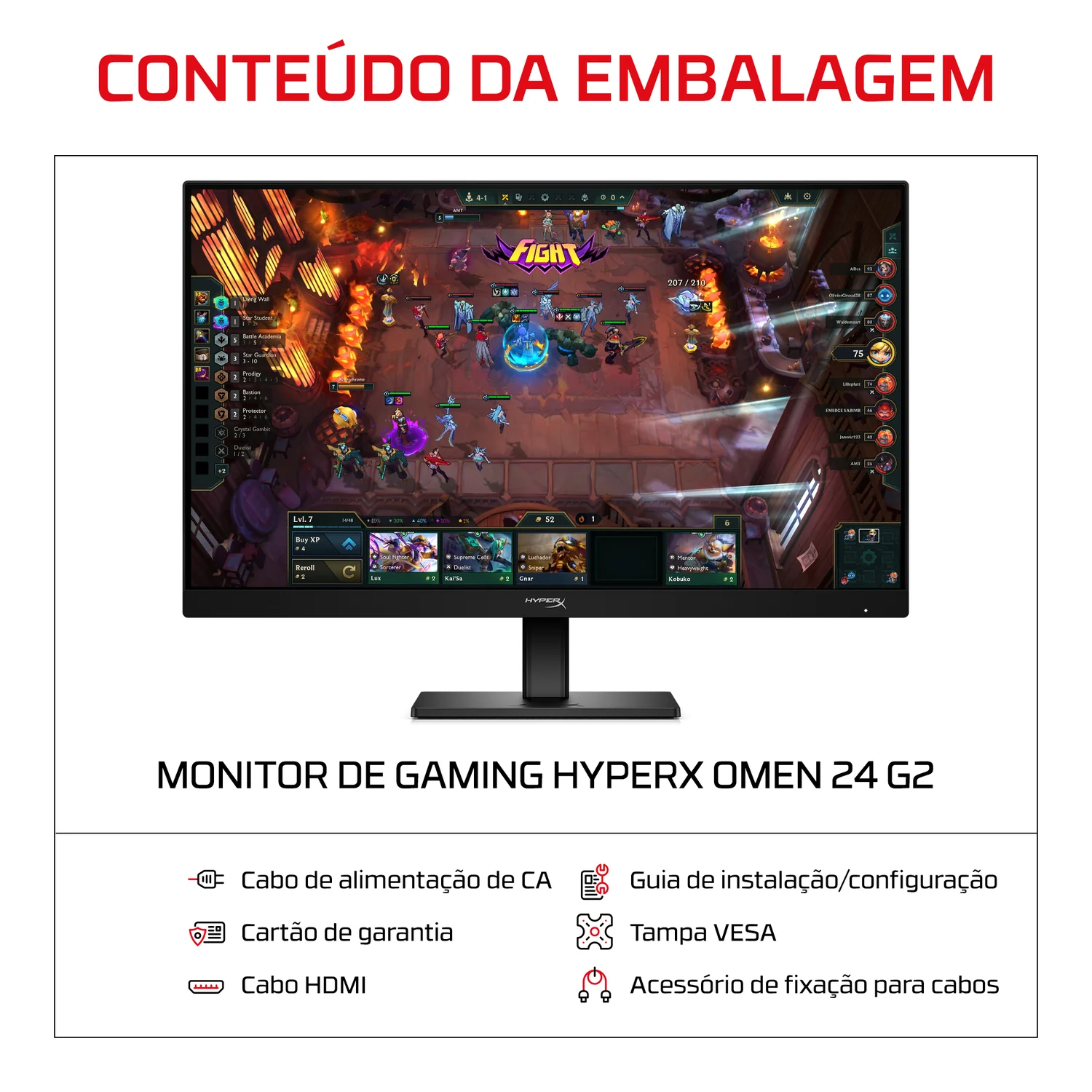 Monitor Gaming HP OMEN 24 23.8" Full HD IPS 180Hz 1ms AMD FreeSync Preto - Imagem 8
