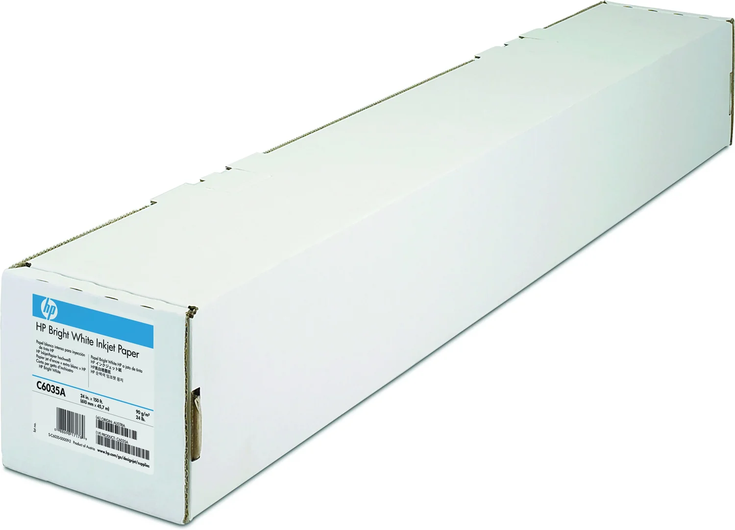 Papel branco brilhante HP C6035A em rolo 24" 45,7 m para plotter
