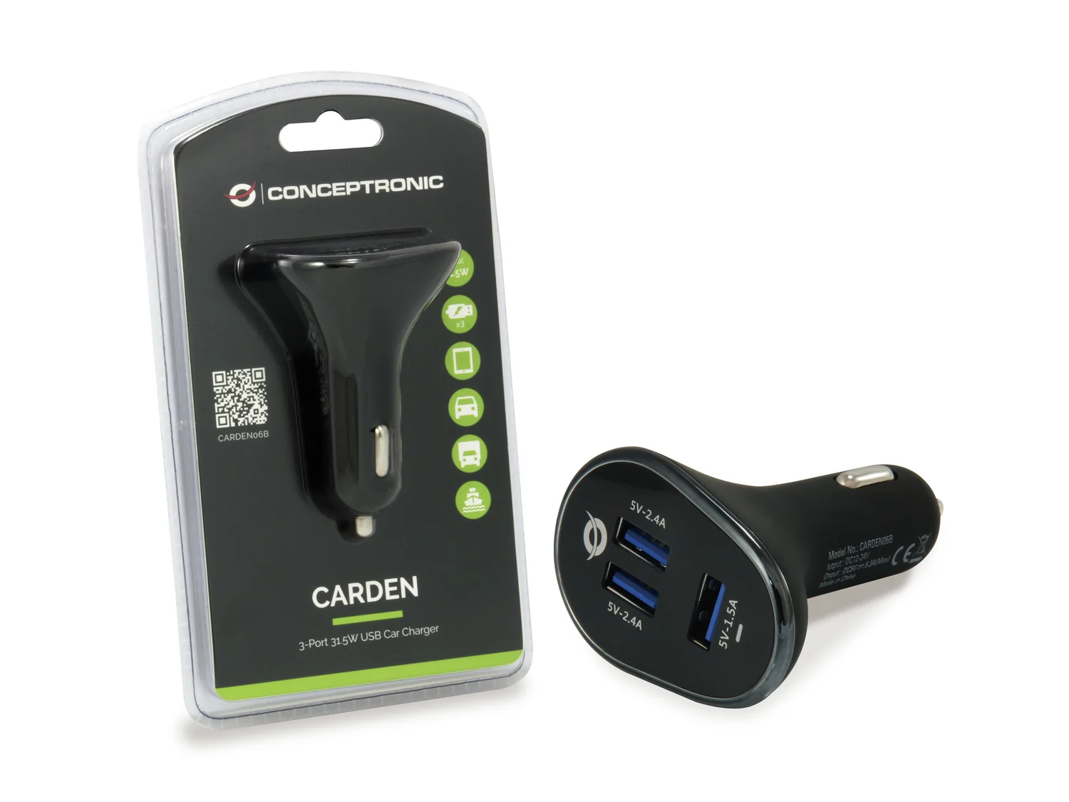 Carregador de Isqueiro Automóvel Conceptronic CARDEN 3 Portas USB 31.5W - Imagem 5