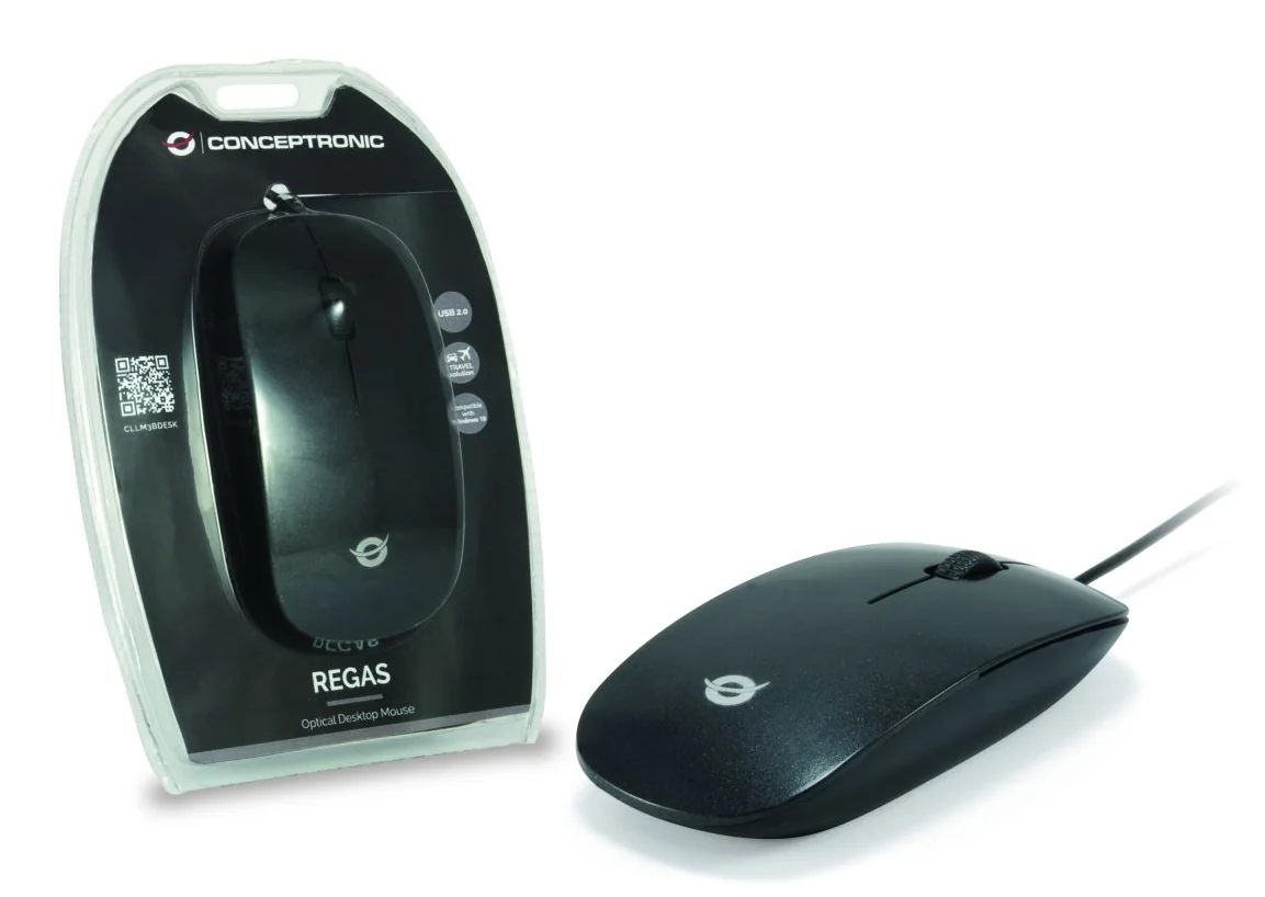 Rato Ótico Conceptronic CLLM3BDESK USB 800 DPI Ambidestro Preto - Imagem 2