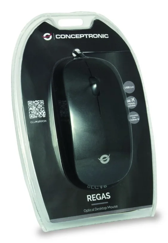 Rato Ótico Conceptronic CLLM3BDESK USB 800 DPI Ambidestro Preto - Imagem 3