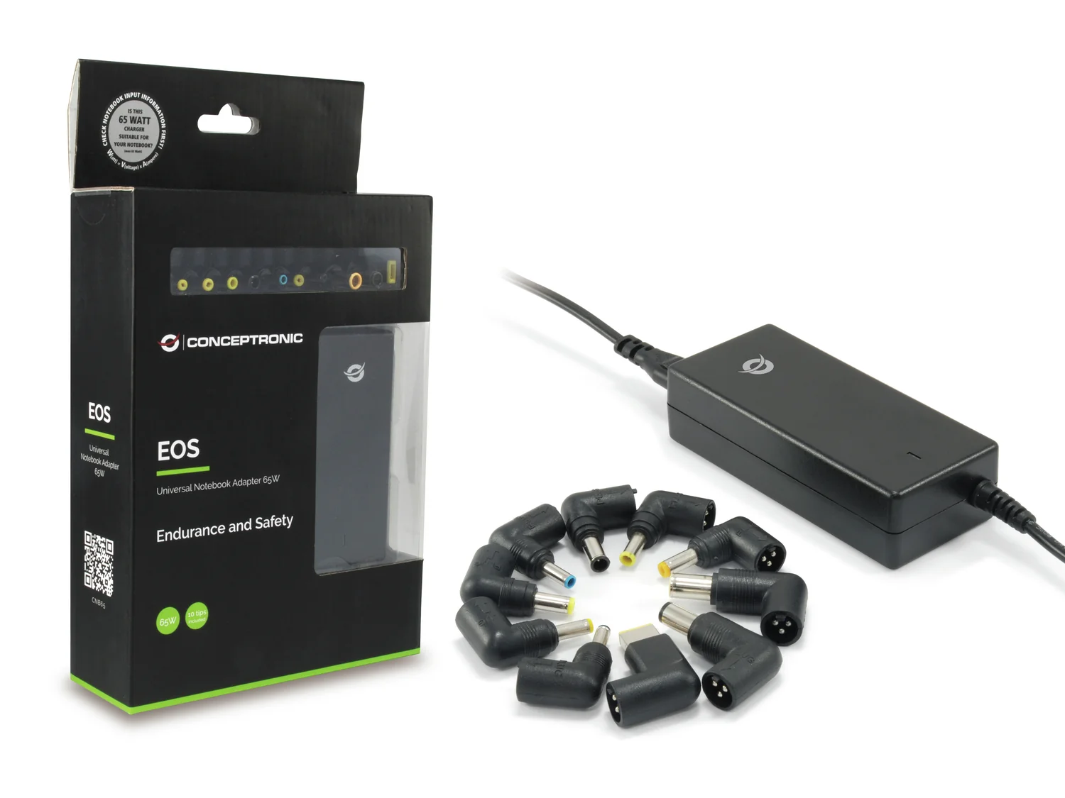 Carregador universal Conceptronic CNB65 para portátil 65 W com 12 pontas preto - Imagem 2