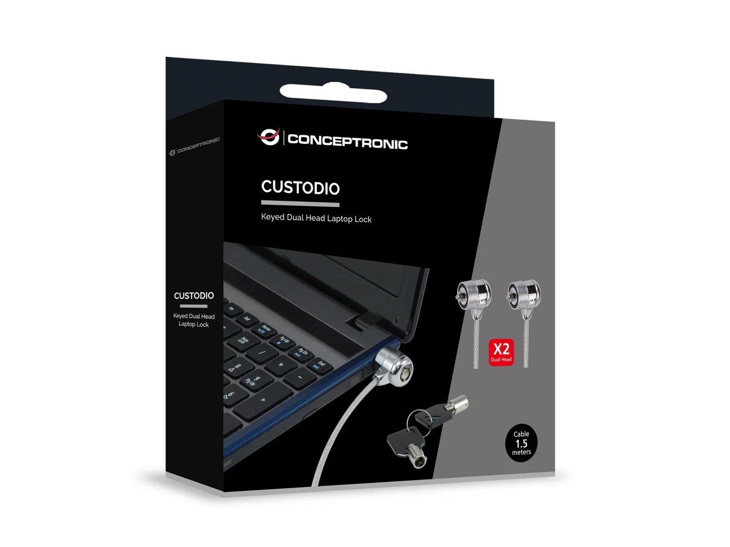 Cadeado de segurança Conceptronic CNBSLOCK15T para portátil 1,5 m com chave prateado - Imagem 5