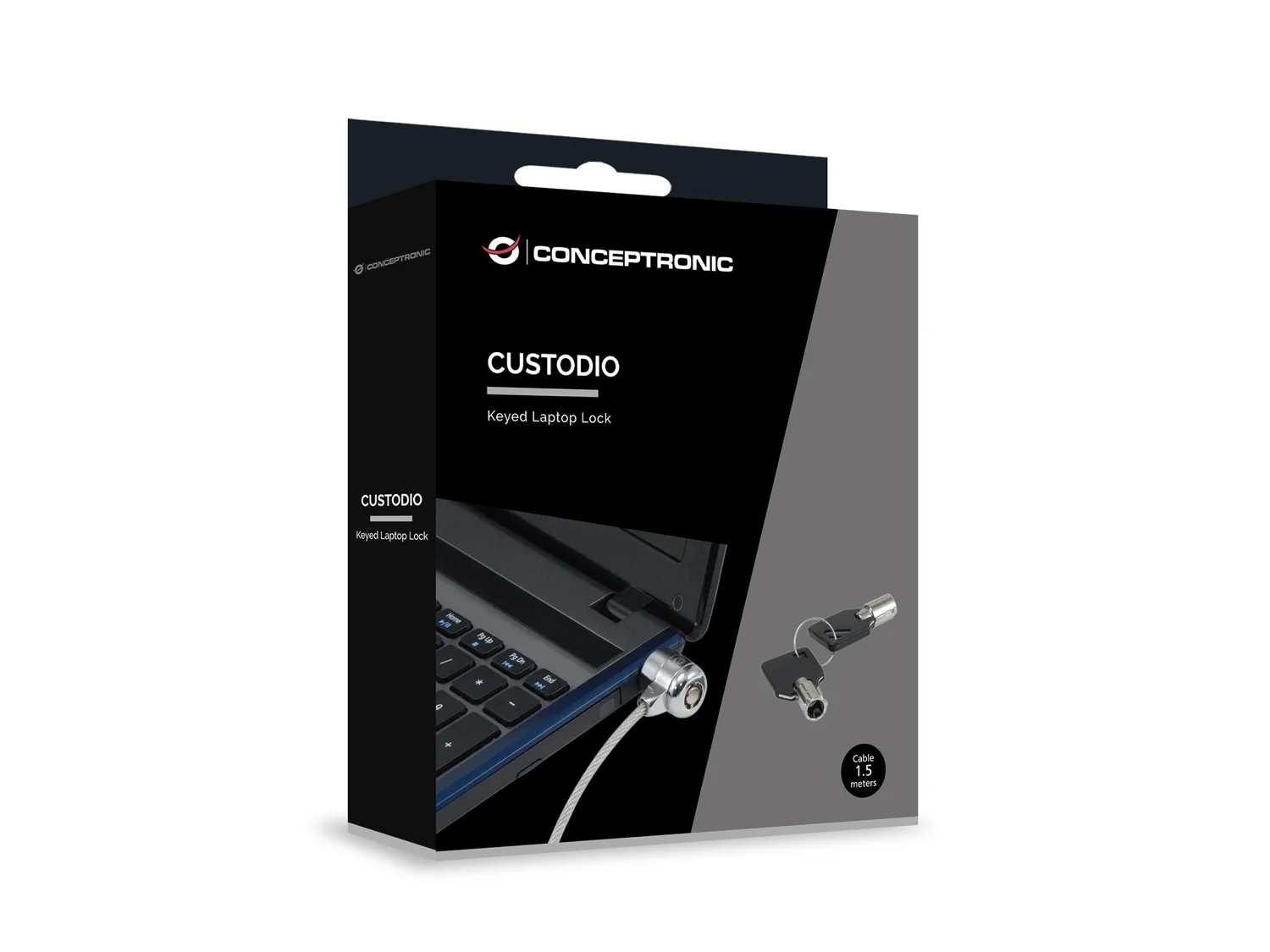 Cadeado Antifurto para Portátil Conceptronic CNBSLOCK15 com Chave Slot Kensington e Cabo de Aço 1,5 m Prateado - Imagem 3