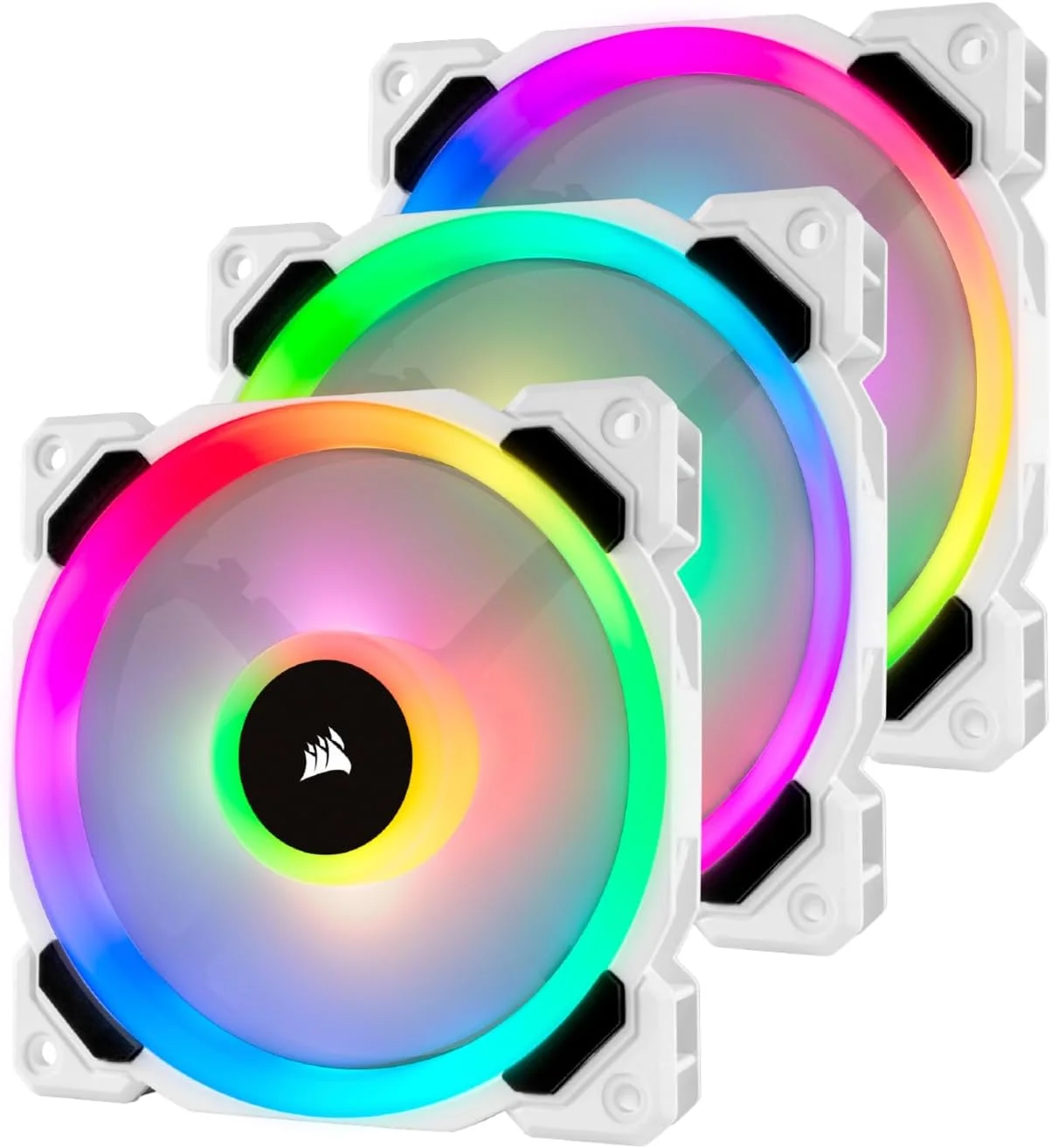 Ventoinha PC Corsair LL120 RGB Branca 120mm Dual Light Loop Pack 3 - Imagem 1
