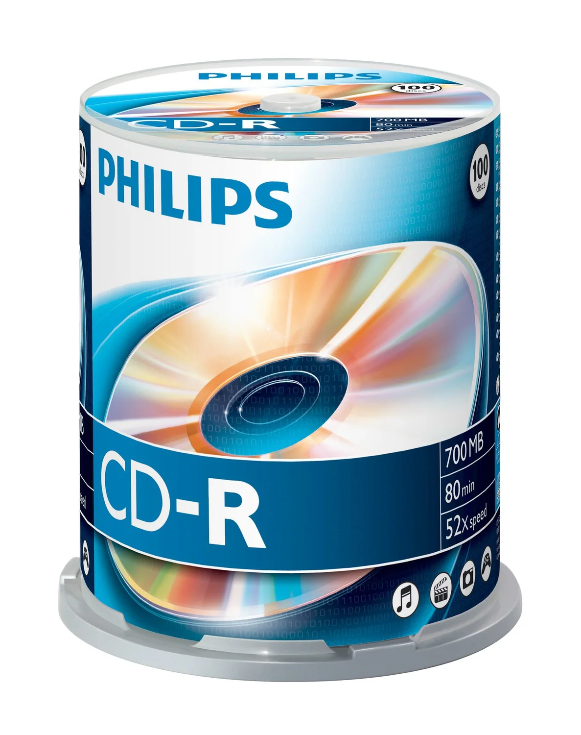 CD-R Philips 700MB 80min 52x Cakebox 100 Unidades