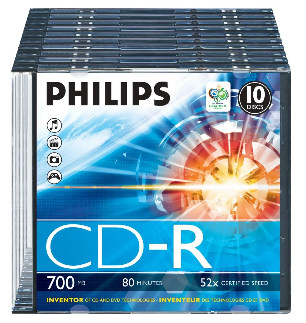 CD-R Philips 700MB 80min 52x Slim Case (pack 10 unidades)