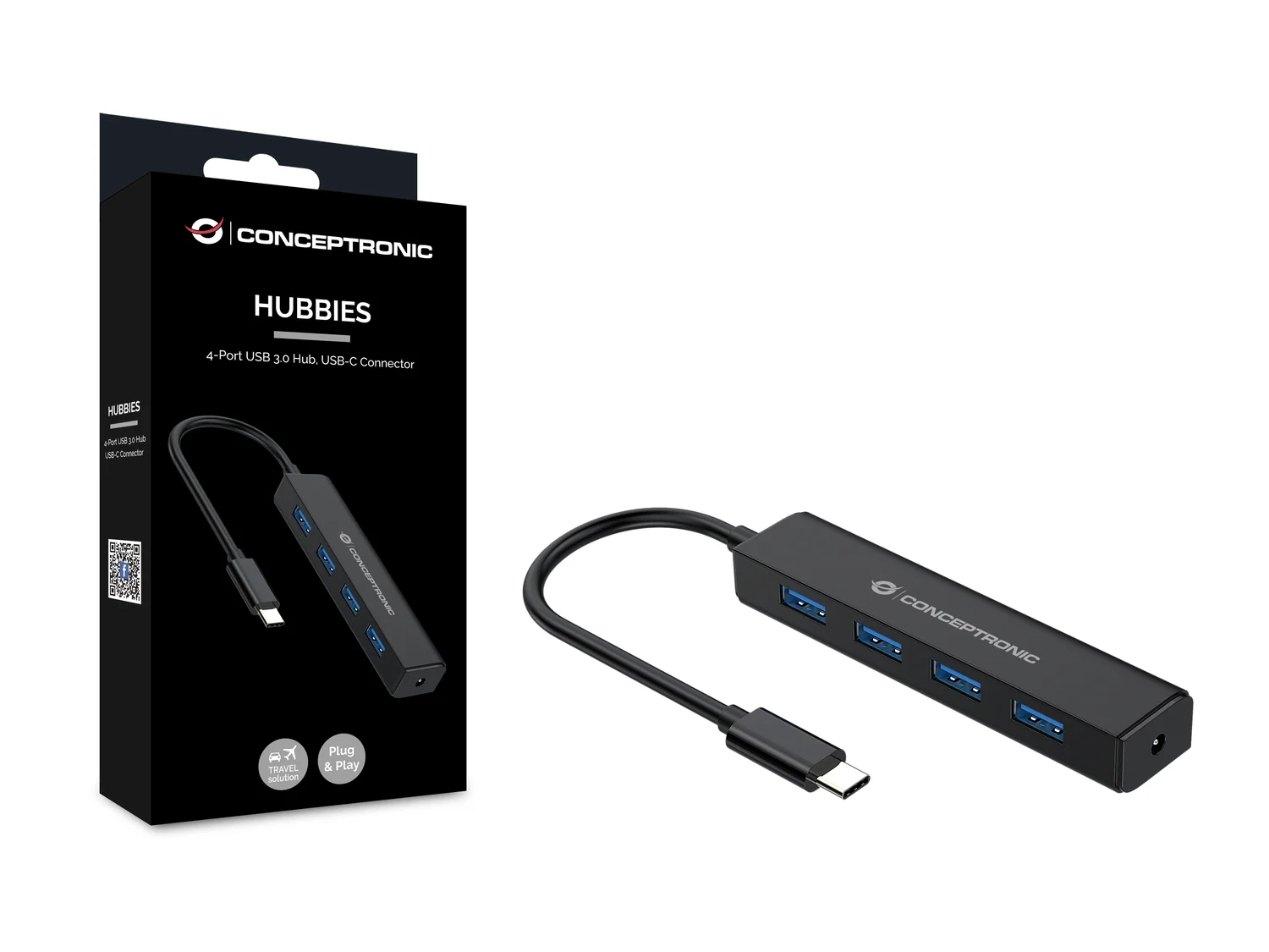 Hub USB Conceptronic CTC4USB3 Type-C para 4 Portas USB 3.0 5Gbps Preto - Imagem 4
