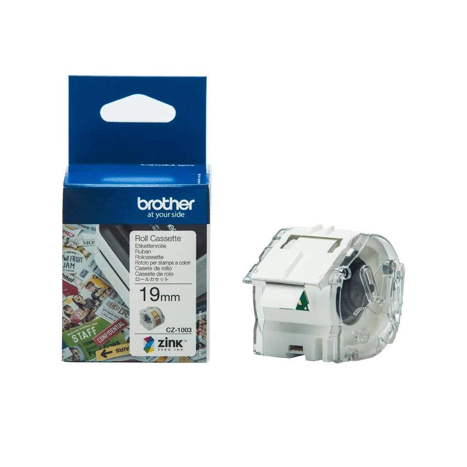 Fita de etiquetas a cores contínua 19 mm x 5 m Brother CZ-1003 para VC-500W