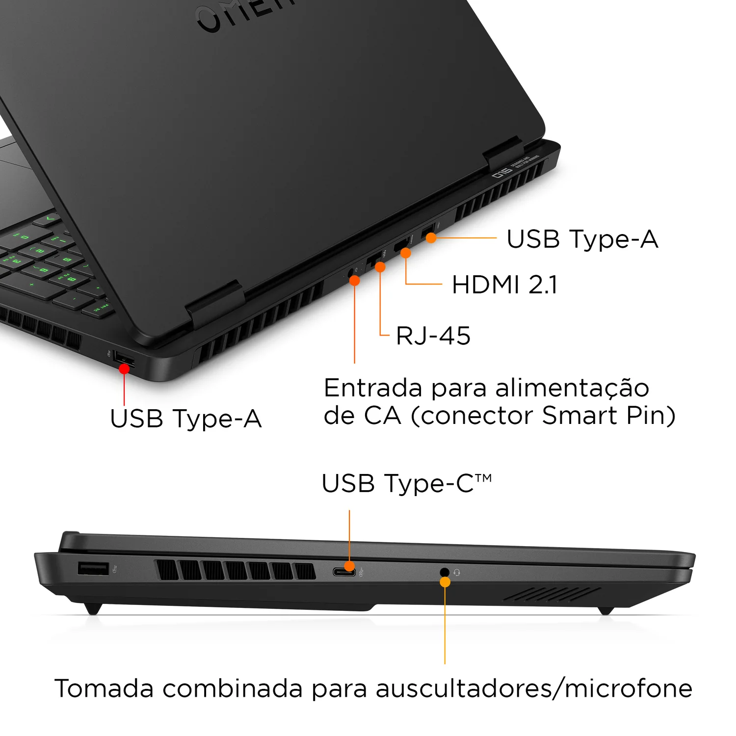 Portátil Gaming HP OMEN 16-am0044np 16" 2K 144Hz Intel Core Ultra 5 225H 24GB 1TB SSD RTX 5060 8GB Preto - Imagem 5