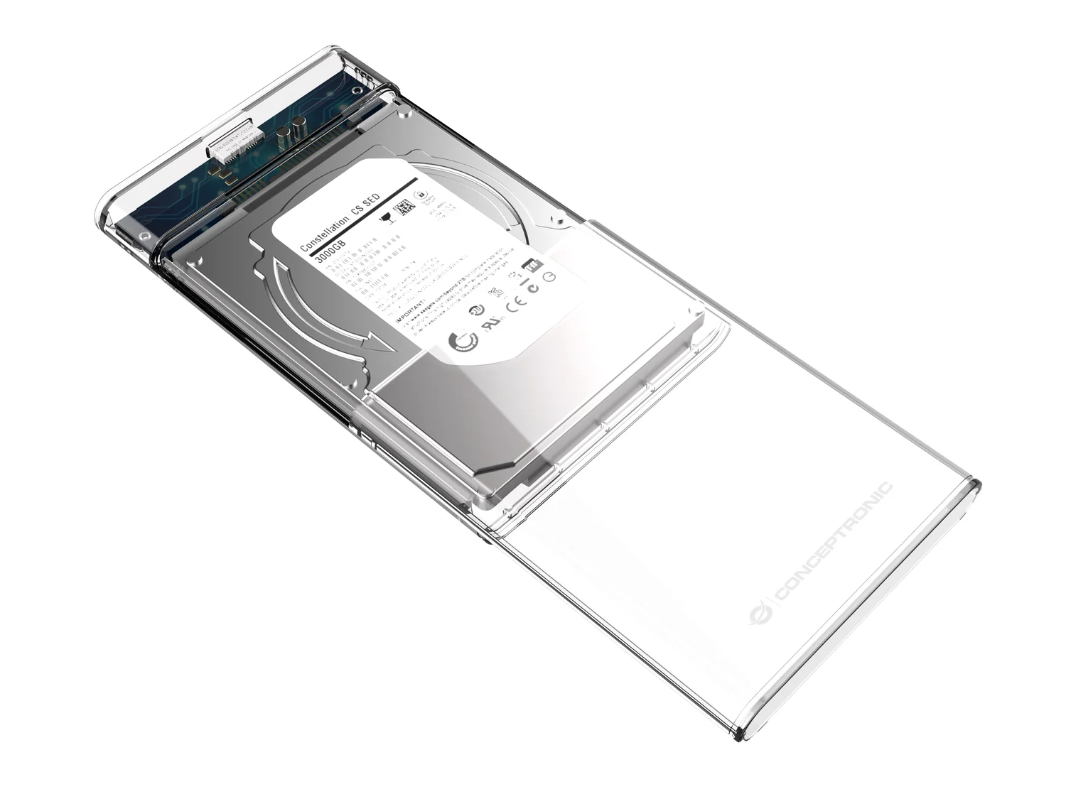 Caixa Externa para Disco Conceptronic DANTE03T 2.5" SATA USB 3.0 Transparente - Imagem 4