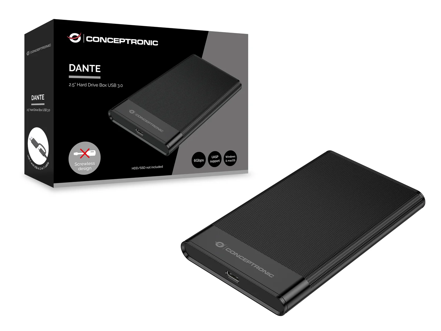 Caixa Externa Conceptronic Dante para Disco 2.5 Polegadas SATA III USB 3.2 Gen 1 UASP Preto - Imagem 5